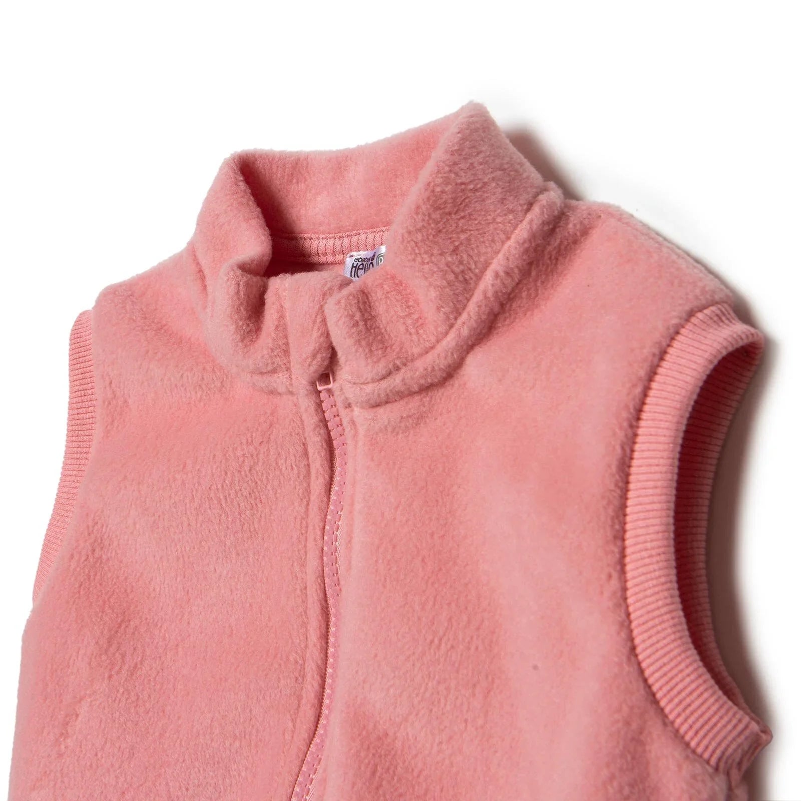 Baby Girl Fleece Waistcoat High Neck - Light Rose