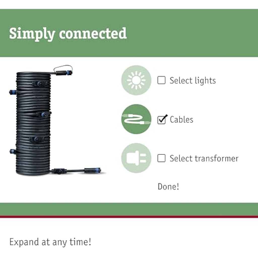 Paulmann Plug & Shine Outdoor Cable – 15m IP68 Waterproof 7-Port