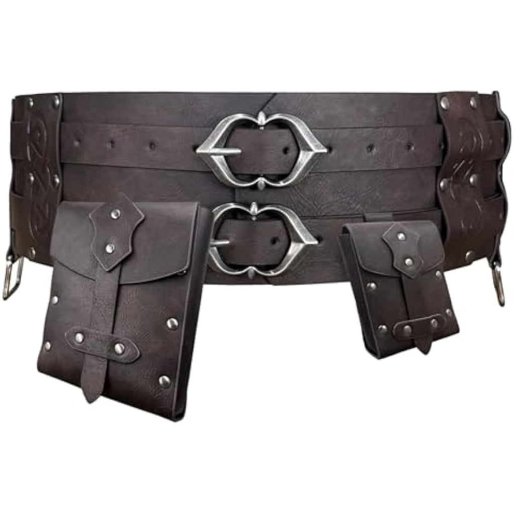 EpicCos Medieval Renaissance 3-Piece Belt and Fanny Pack Set – Brown