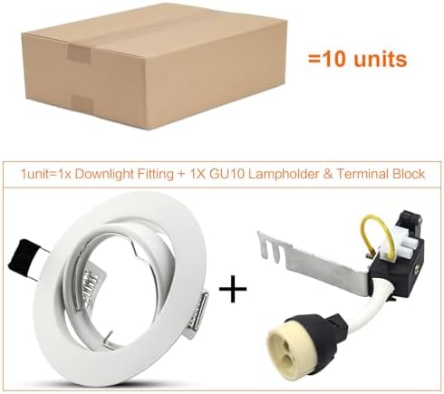 HiBay 10-Pack GU10 Recessed Ceiling Downlights | White Rotatable Spotlights