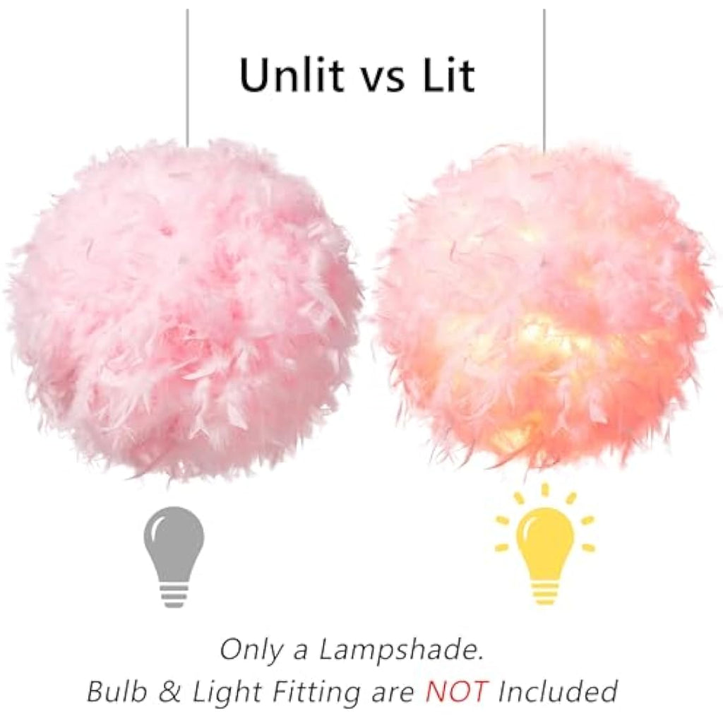 Pink Feather Lampshade | 50cm Fluffy Pendant Light Shade