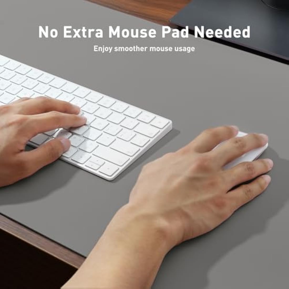 PU Leather Desk Pad – Waterproof Non-Slip Office Mat, Light Grey