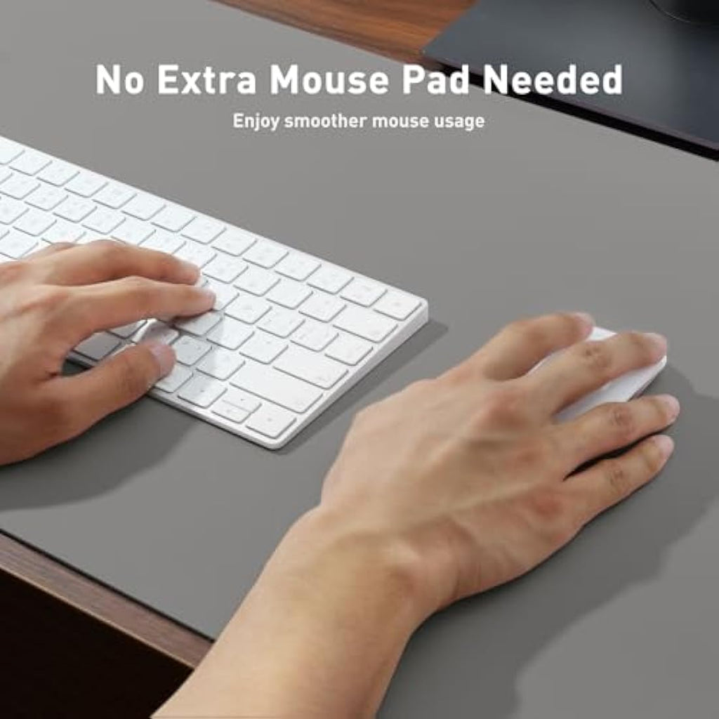 Aothia PU Leather Desk Pad Protector – Large Waterproof Mat, Light Grey
