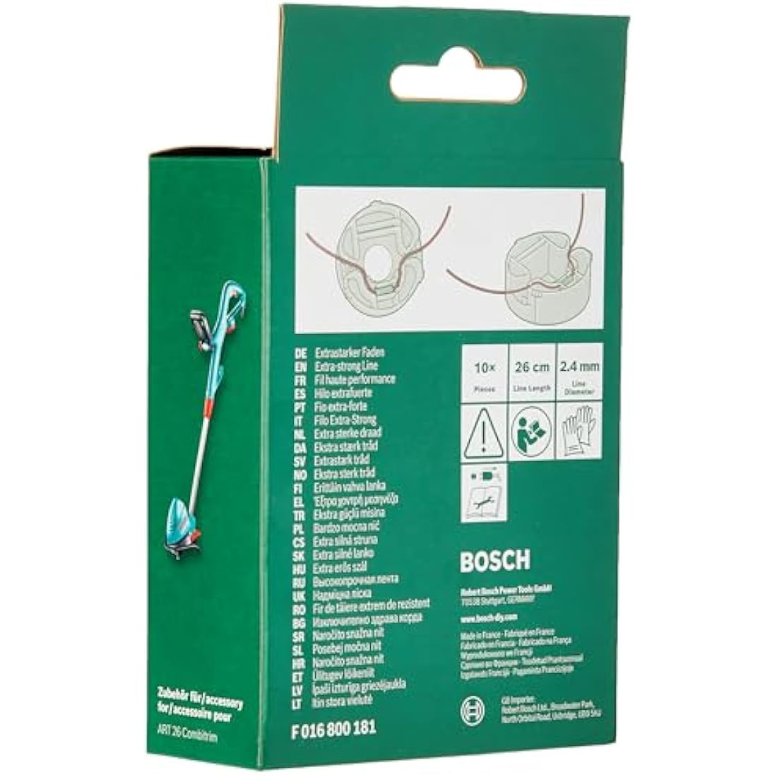 Bosch Extra-Strong 26cm Trimmer Line for ART 26 Combitrim - 10 Pack