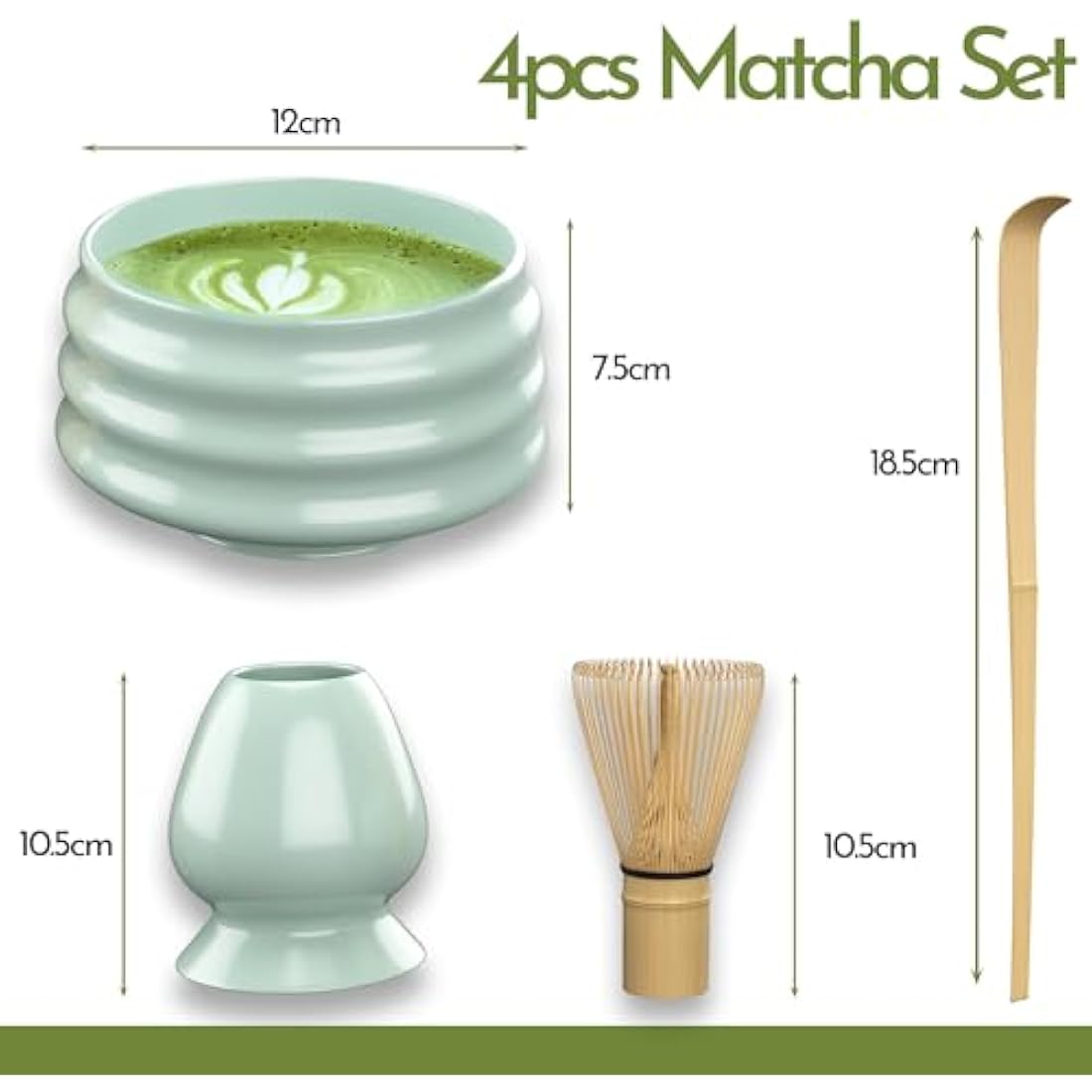 ZenSip 4-Piece Matcha Set – Bamboo Whisk, Ceramic Bowl & Recipe eBook