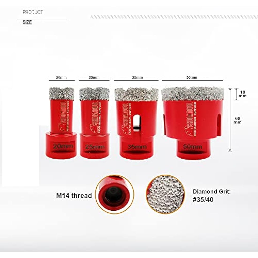 SHDIATOOL Vacuum Brazed Diamond Core Drill Bit Set | M14 for Tile & Stone