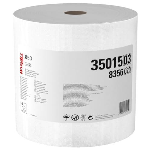WypAll X50 General Clean Cloths – White Industrial Wipers, 1100 Sheets