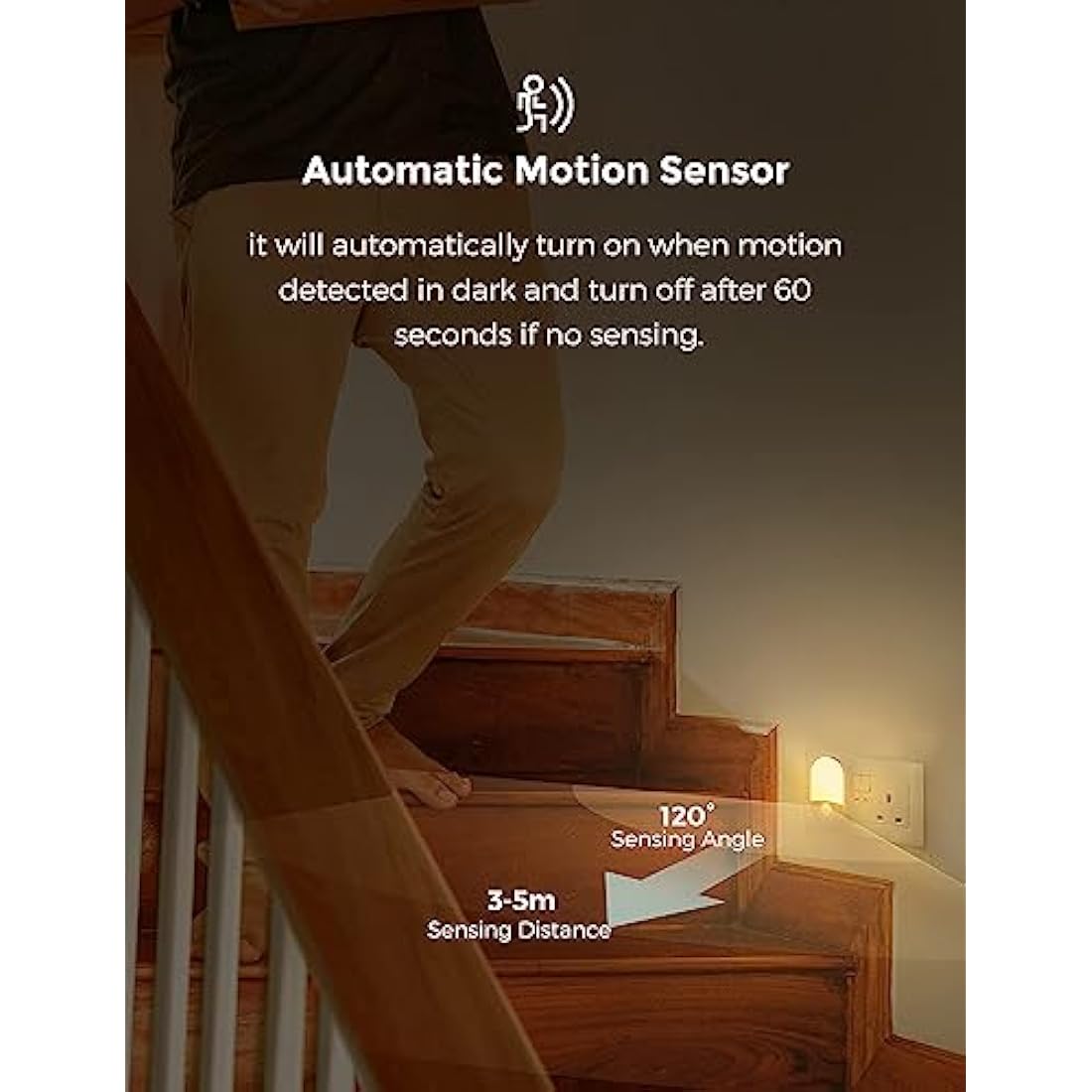 LOHAS-LED Motion Sensor Night Light | 3000K Warm White Plug-in | 2 Pack