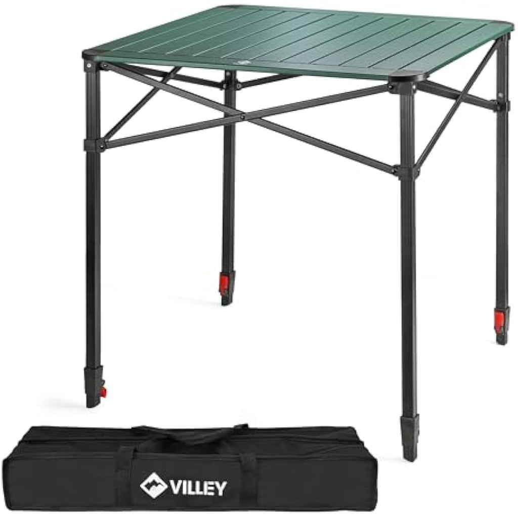 VILLEY Aluminum Camping Table | Folding Portable Table with Carry Bag