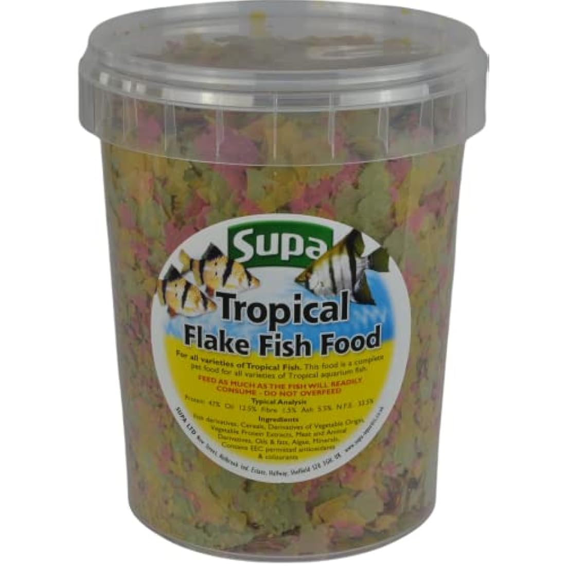 Supa Tropical Flake Fish Food – 1 Litre Resealable Bucket Complete Diet