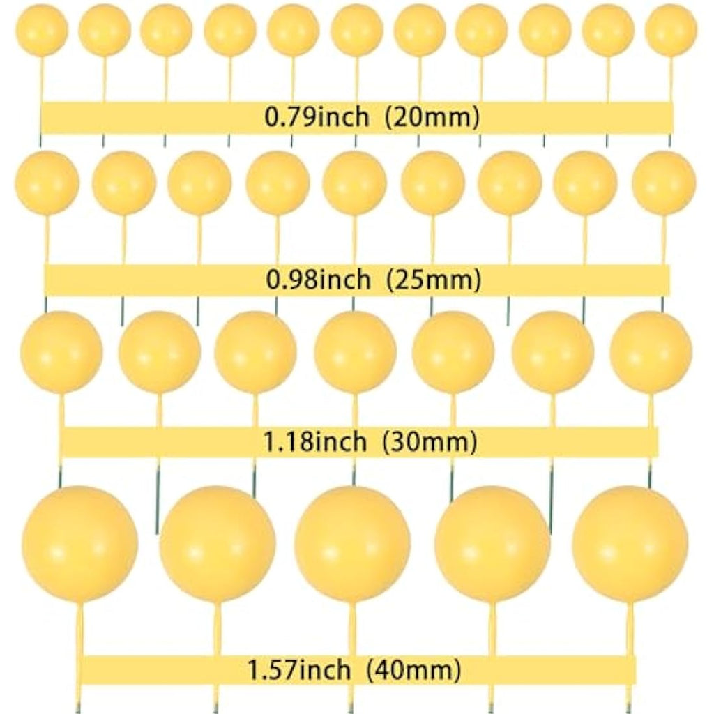 Gyufise 30Pcs Yellow Foam Ball Cake Toppers – Mini Balloon Cupcake Picks