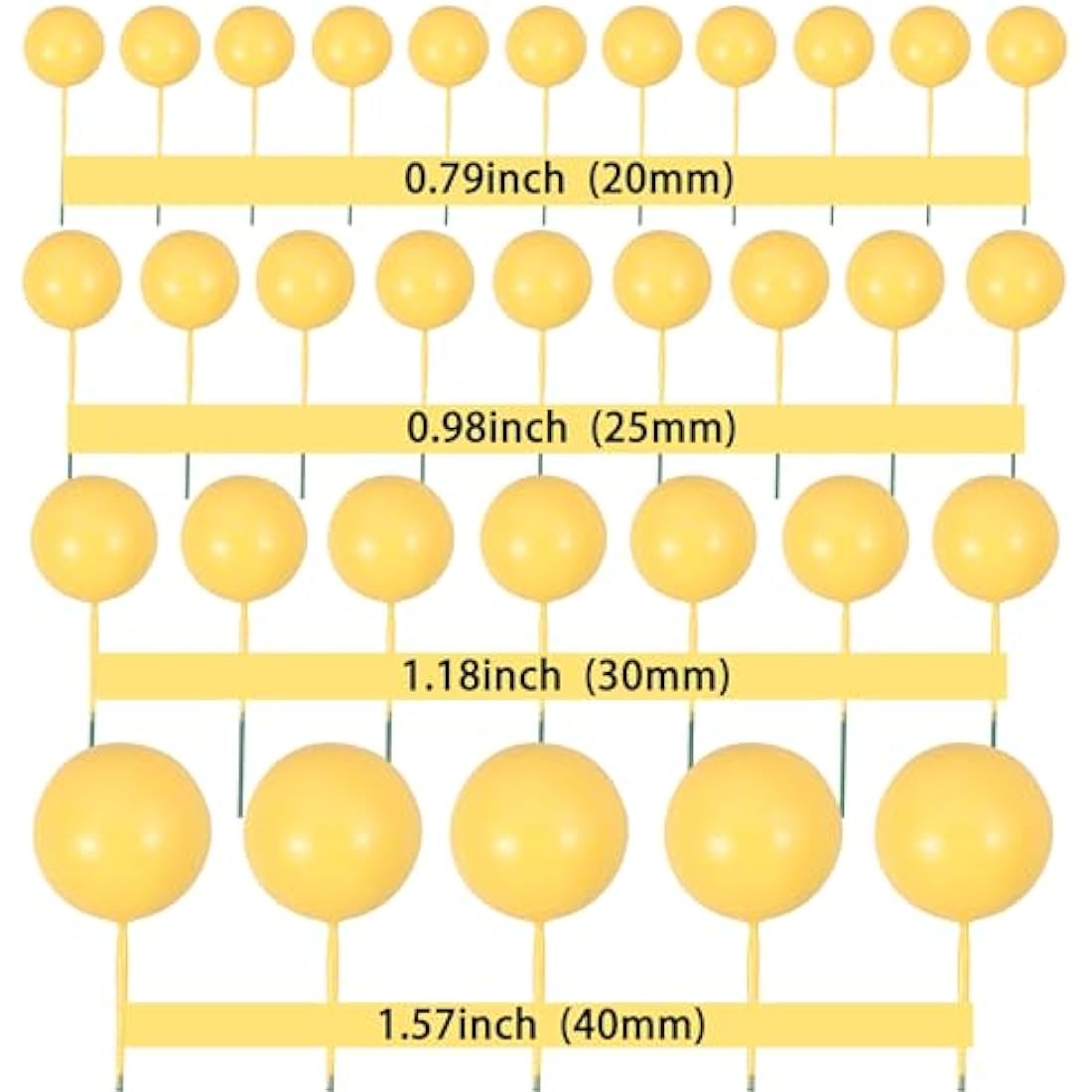 Gyufise 30Pcs Yellow Foam Ball Cake Toppers – Mini Balloon Cupcake Picks