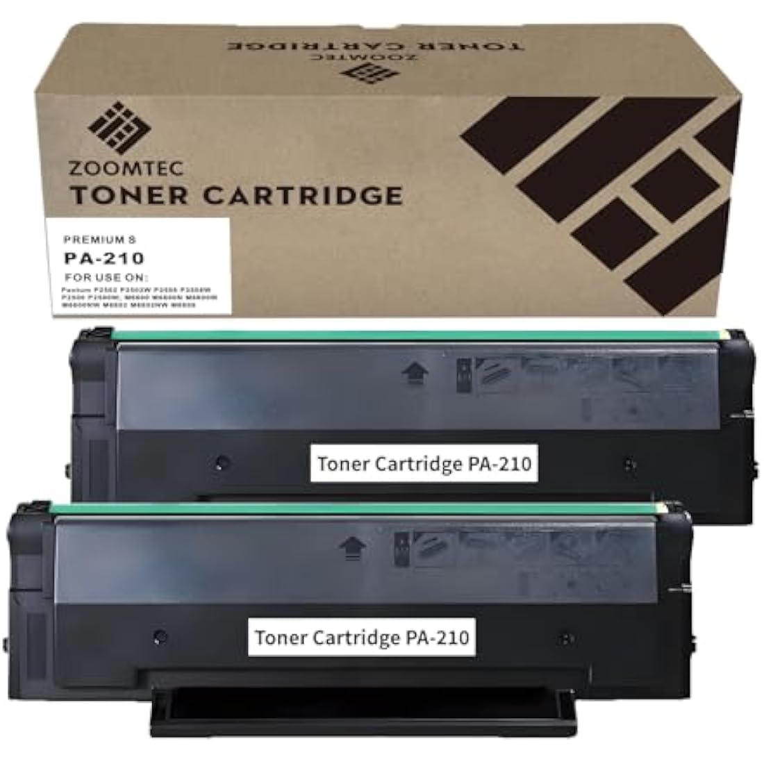 ZOOMTEC PA-210 Black Toner Cartridge for Pantum P2500W M6550NW, 2-Pack