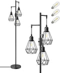 EDISHINE Industrial Floor Lamp | Dimmable 3-Light Cage Standing Lamp