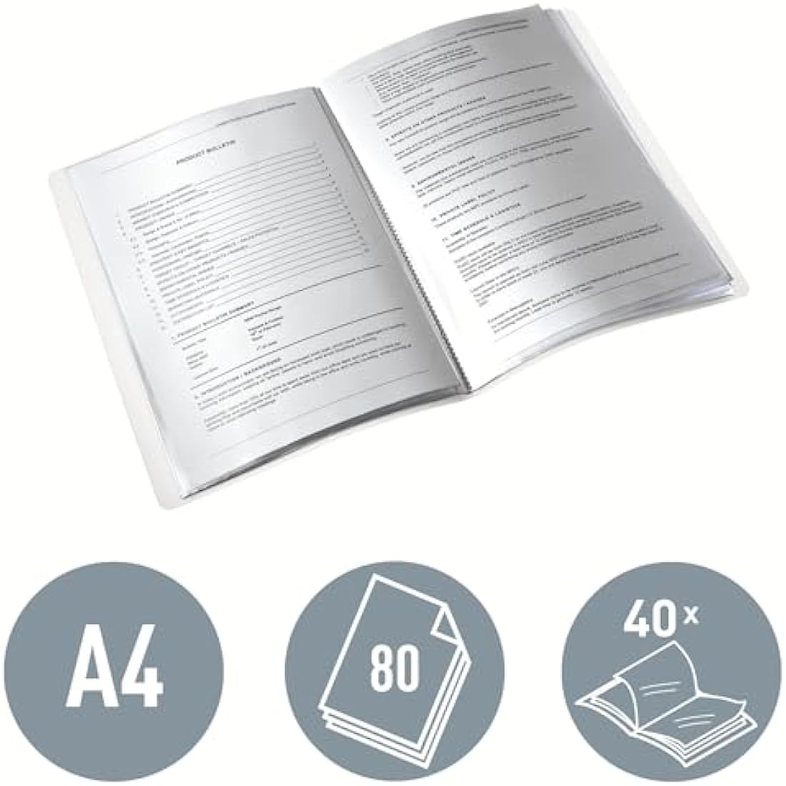 Leitz WOW A4 Display Book – 40 Pockets, 80 Sheet Capacity – Black