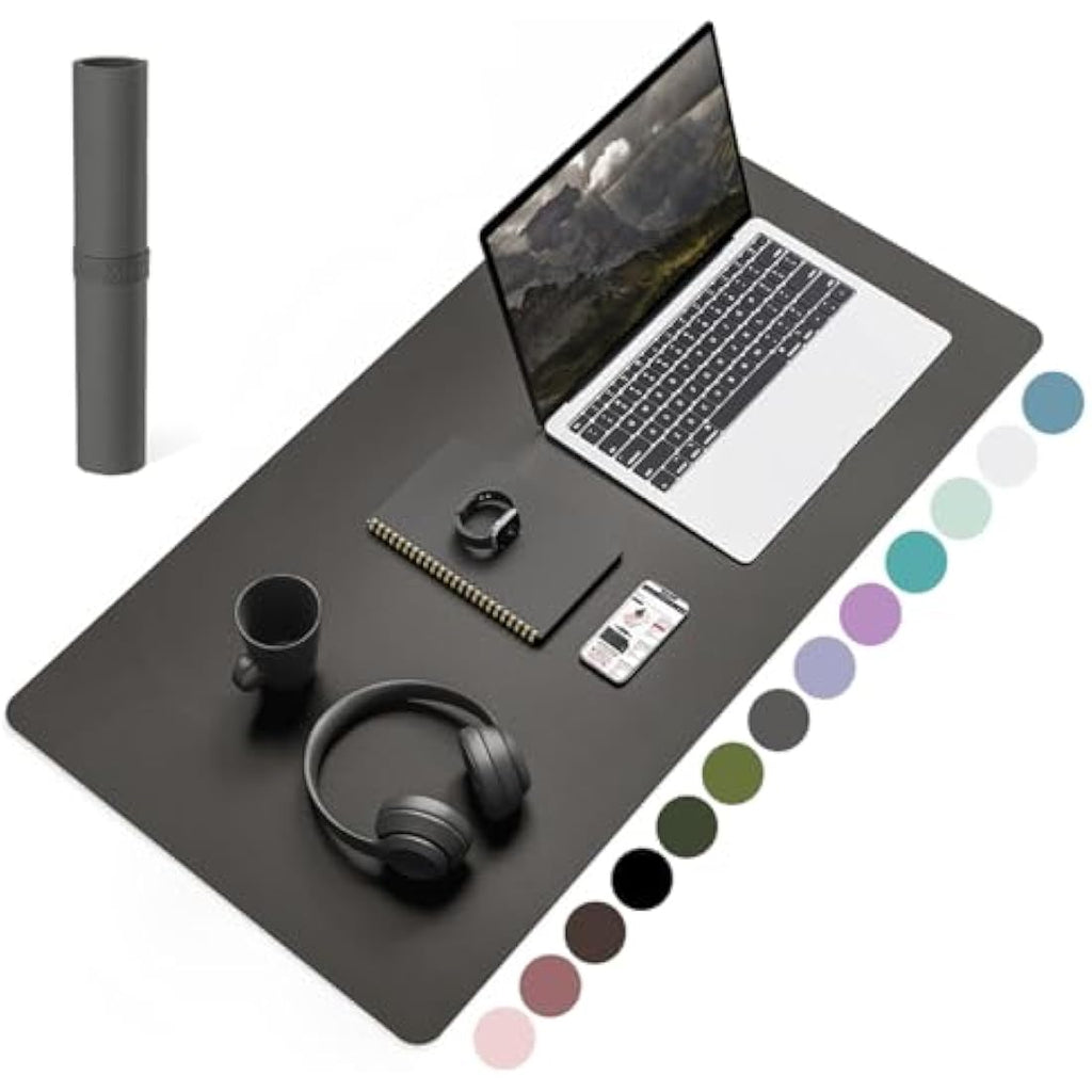 YSAGi Leather Desk Pad – Waterproof Non-Slip Office Writing Mat, Dark Gray