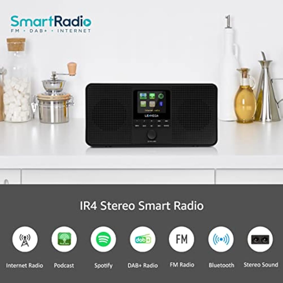 LEMEGA IR4S Portable Internet Radio | Stereo DAB+/FM & Bluetooth - Black