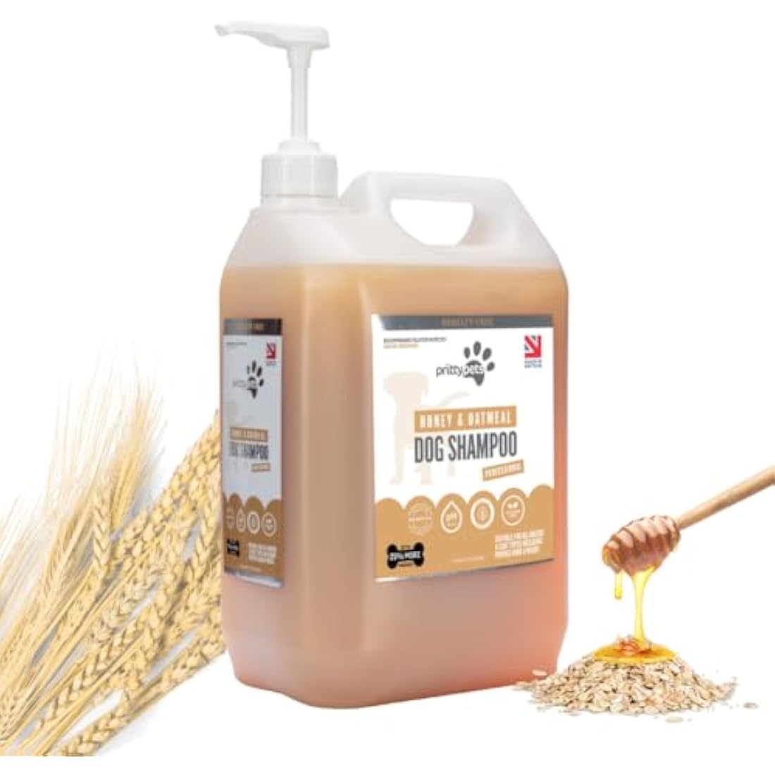 Pritty Pets Oatmeal Dog Shampoo – 5L Professional PH Balanced Puppy Formula