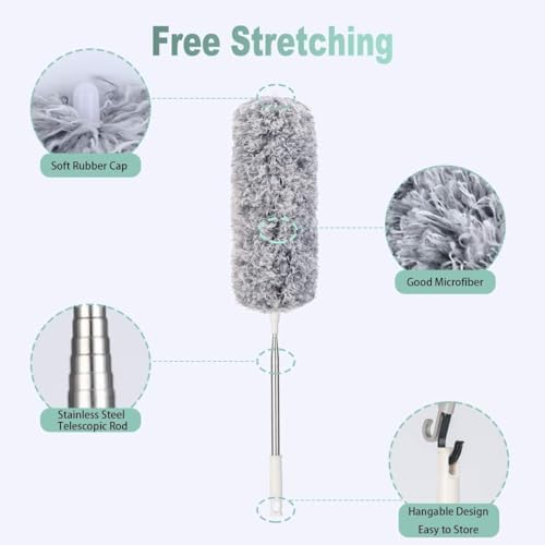 Vicloon Microfiber Duster | 96" Extendable Telescopic Pole & Bendable Head