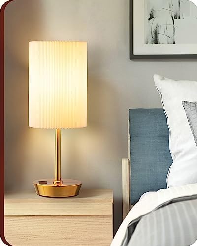 EDISHINE Touch Table Lamps Set of 2 | Gold Dimmable USB Bedside Lamps