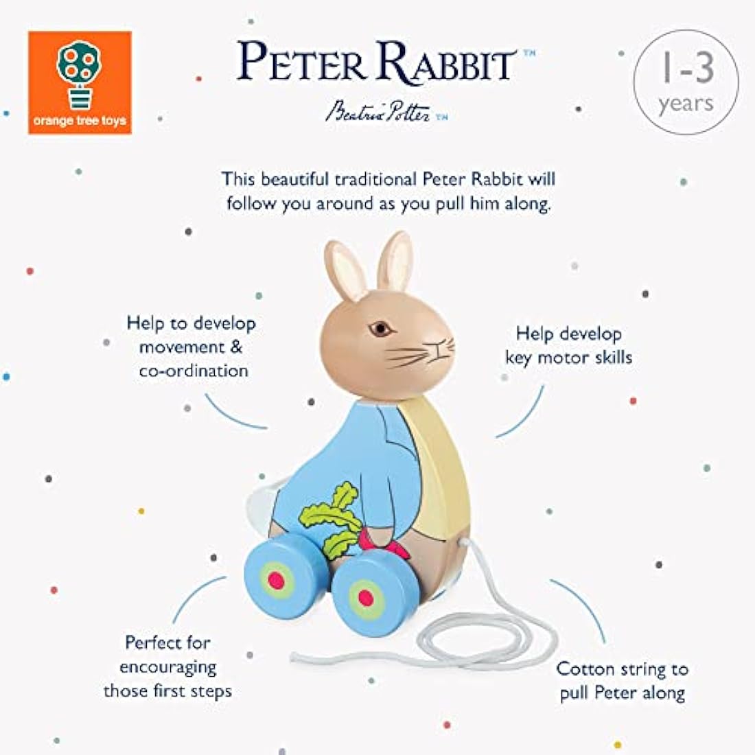 Orange Tree Toys Peter Rabbit Wooden Pull Along Toy – Toddler Gift