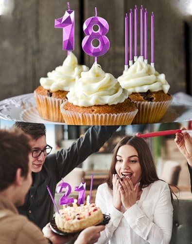 Purple Number 10 Birthday Candles Set for Cakes – 8 Pieces