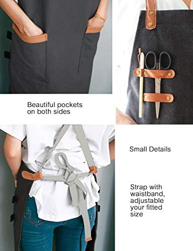 Jolof Store Waterproof Washed Canvas Chef Apron with Pockets – Black