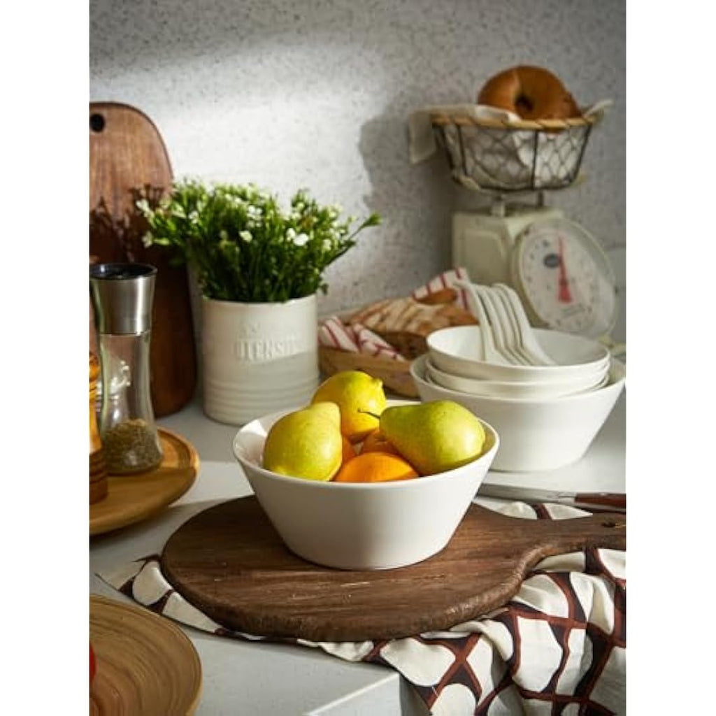 DOWAN Large Ceramic Soup Bowls | 1730ml White Porcelain Salad Bowls, Set of 4