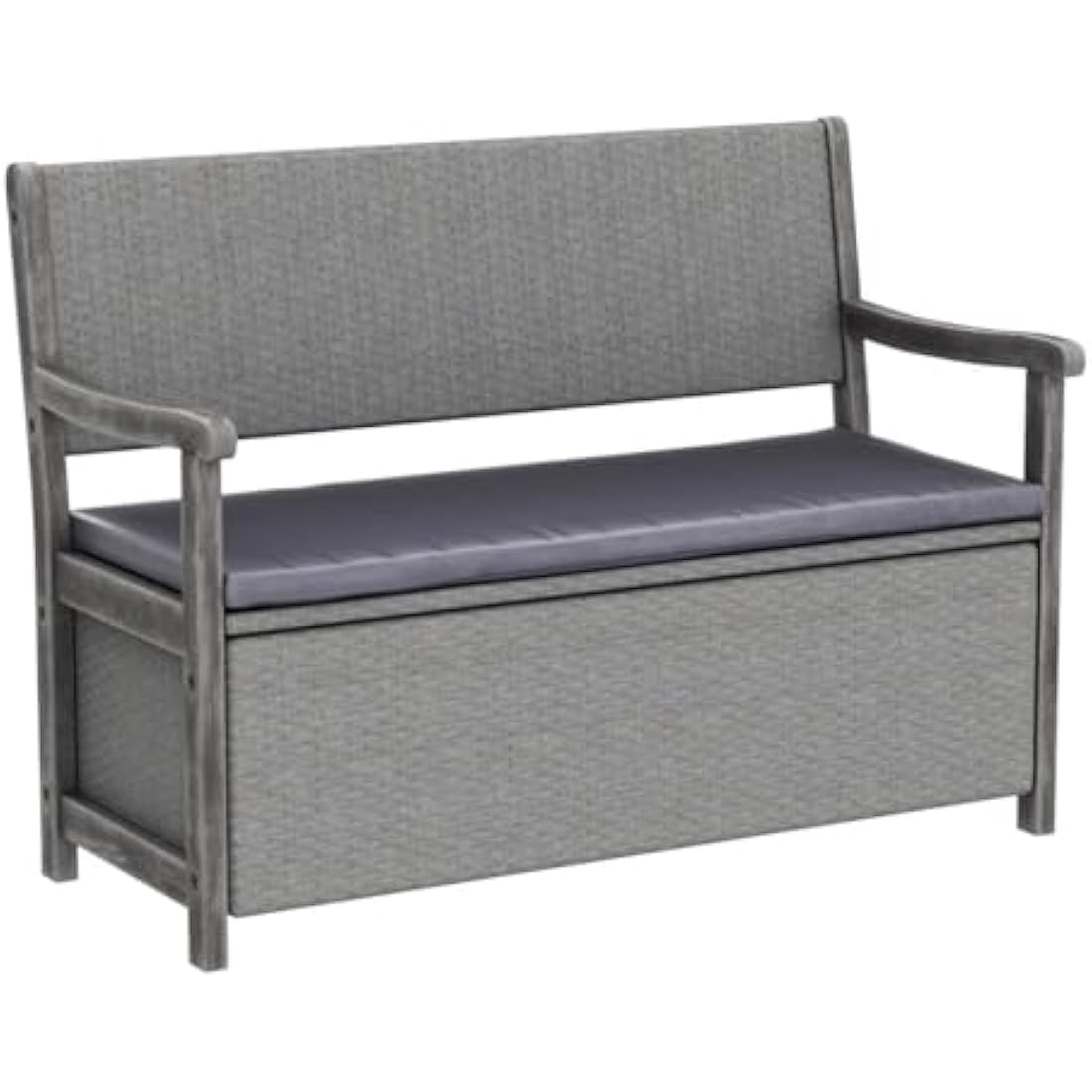 Alderley Rattan Storage Bench – Grey Hardwood Timber
