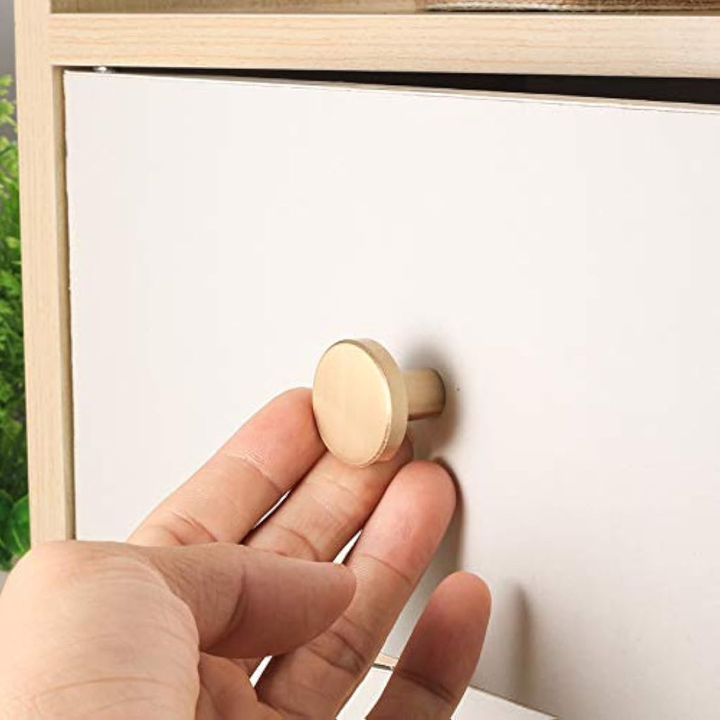 Gold Brass Cabinet Knobs – 6 Pcs Round Drawer Handles