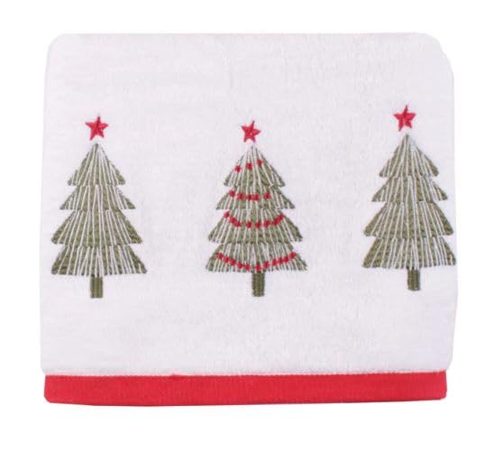 Fusion Christmas - Christmas Trees - 100% Cotton Hand Towel 2 pack - 50 x 90cm in White, CXLWETX2ZU - image 2