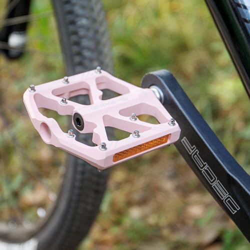 GEWAGE Aluminum Bike Pedals | 3 Sealed Bearings & Reflectors - Pink