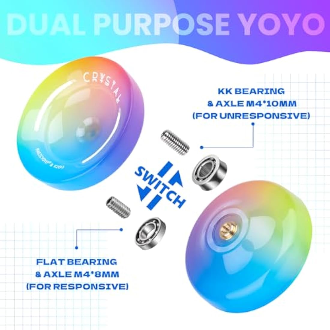 SHUNGRU K2 Responsive Yoyo for Kids | Dual Purpose Crystal Yoyo Set
