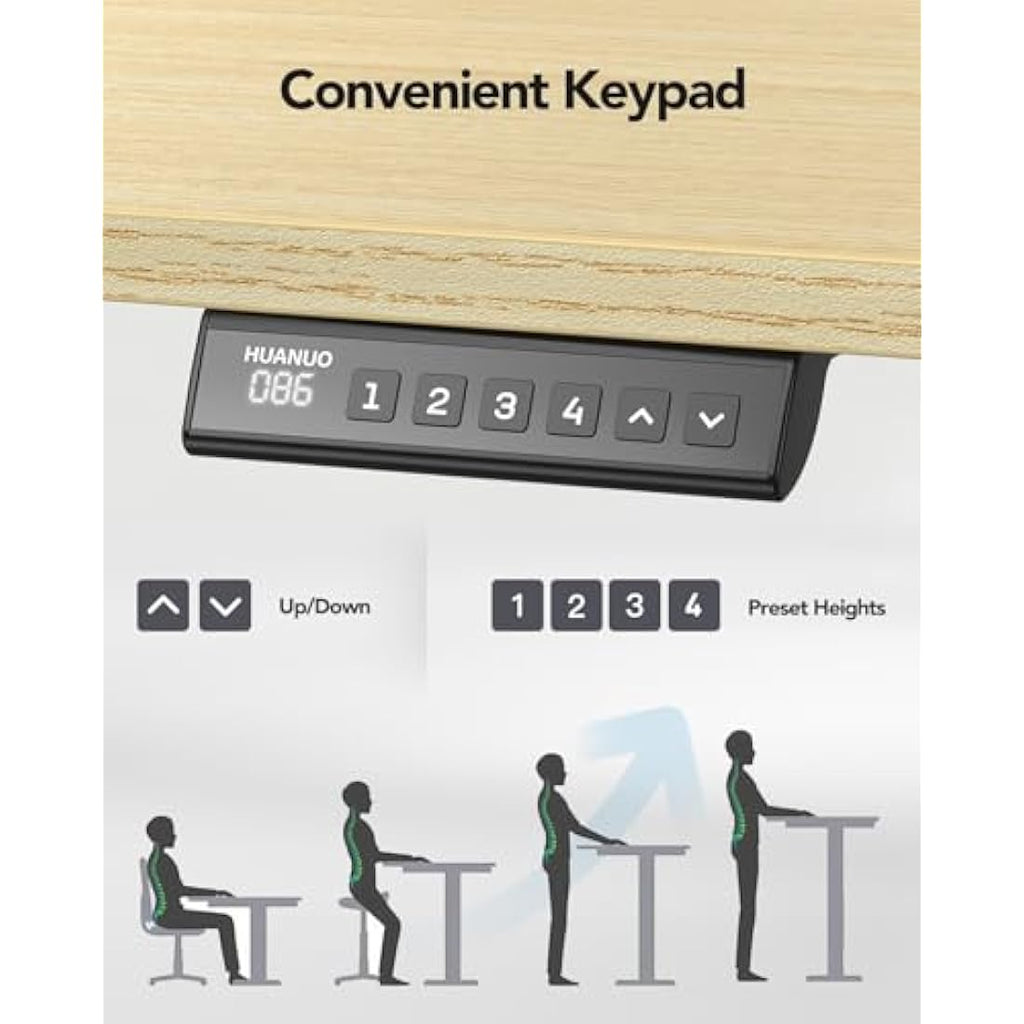 HUANUO Electric Standing Desk Frame | 100kg Capacity Brushless Motor