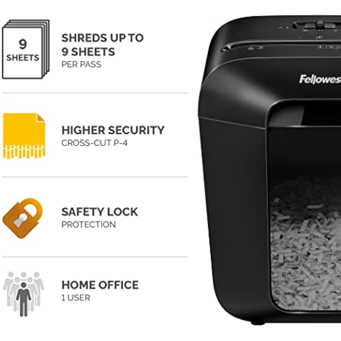 Fellowes Powershred LX50 Cross-Cut Paper Shredder | 9-Sheet P4 Security