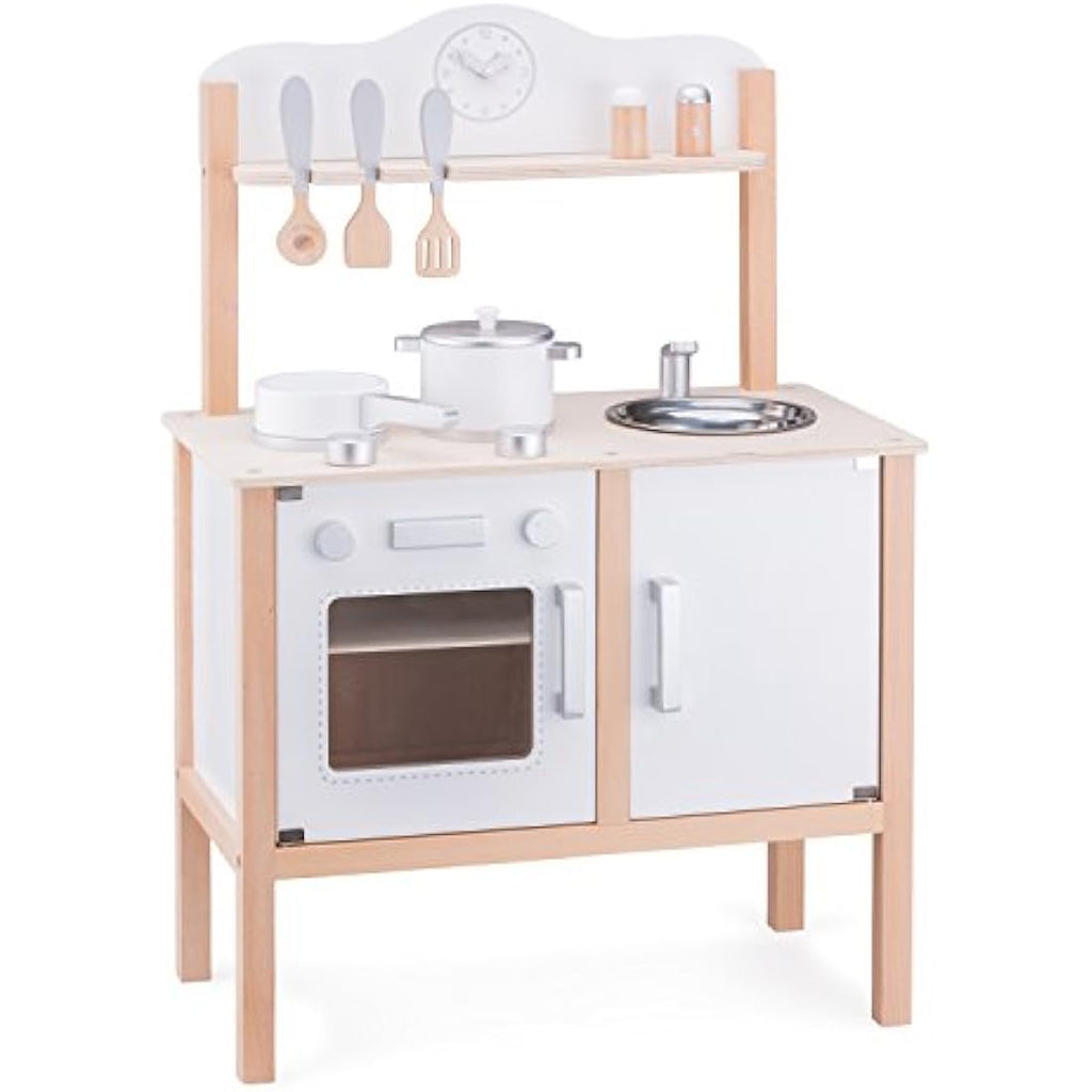 New Classic Toys Wooden Pretend Play Kitchen Set with Accessories