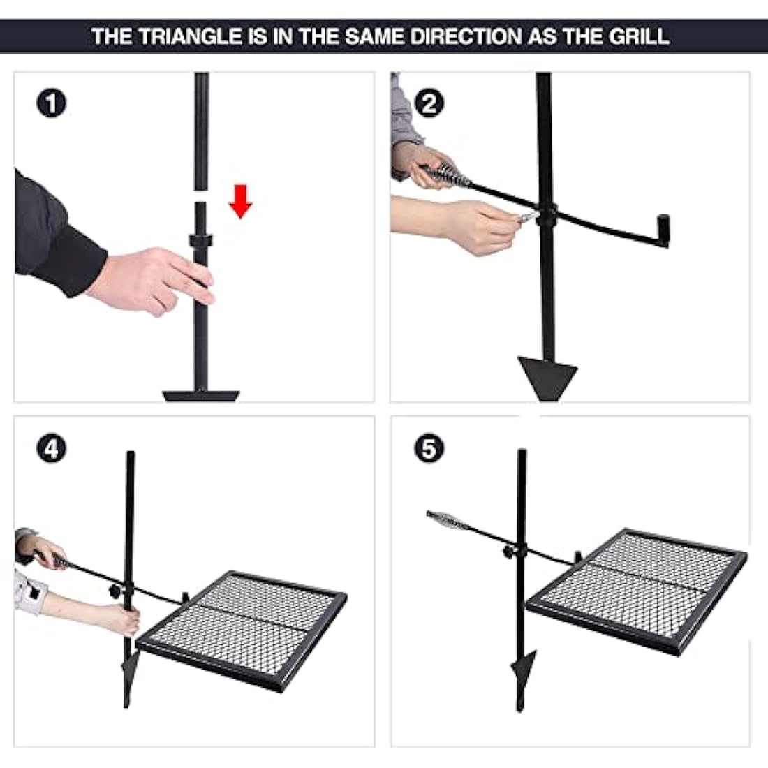 REDCAMP Swivel Campfire Grill – Heavy Duty Steel Grate for Open Fire