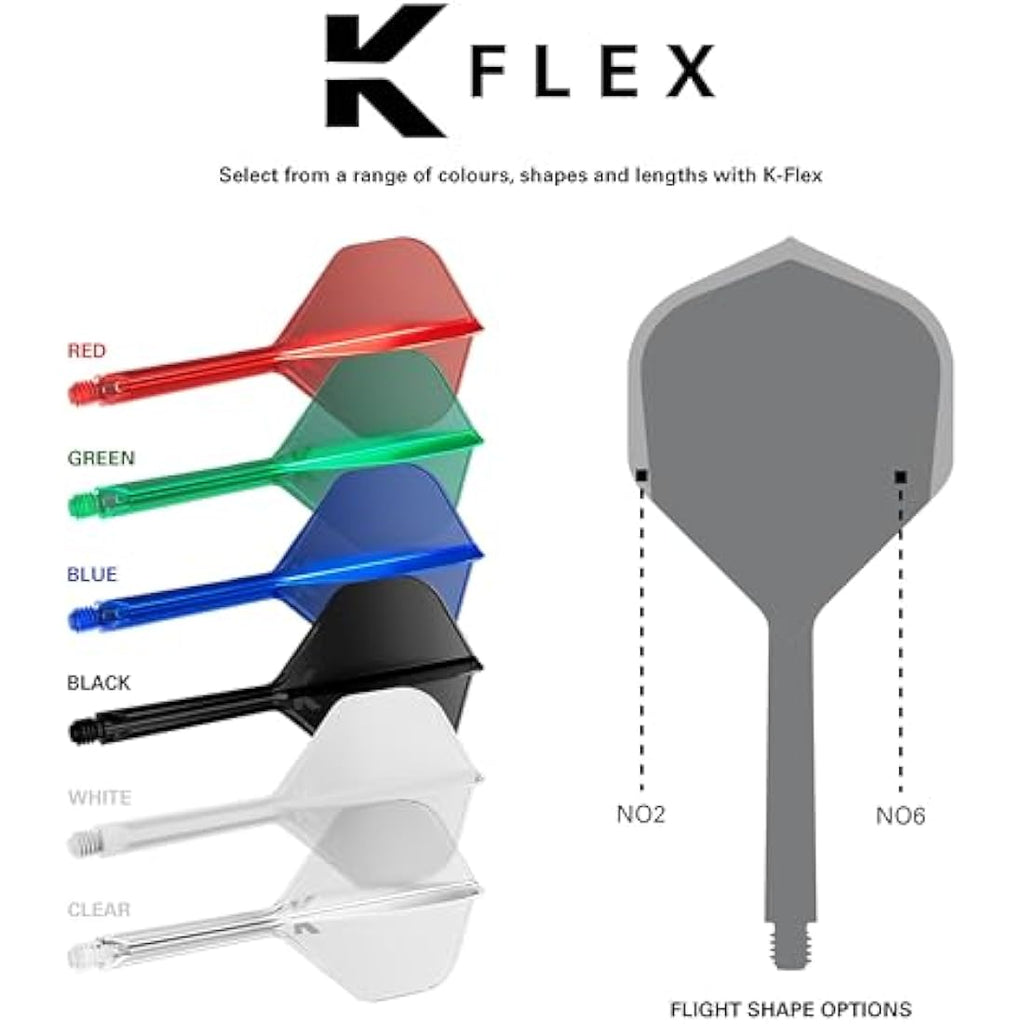 Target Darts K-Flex Integrated Flights and Shafts | No.6 Shape - Black