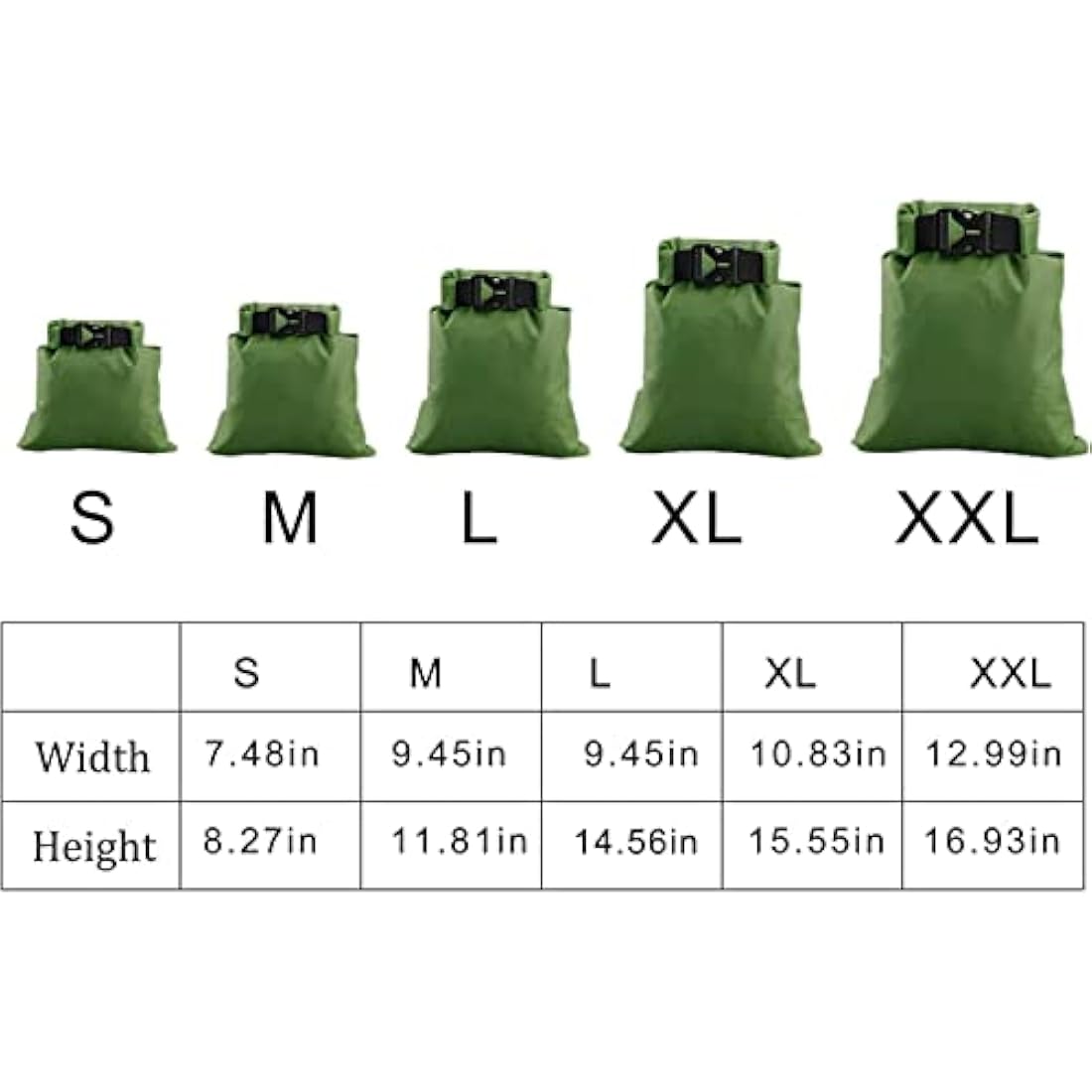 kuou 5-Piece Waterproof Dry Bag Set – Lightweight Polyester Sacks