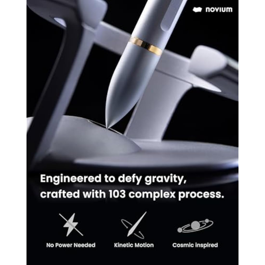 Novium Hoverpen Interstellar Edition - Starlight Silver 18K Gold Pen