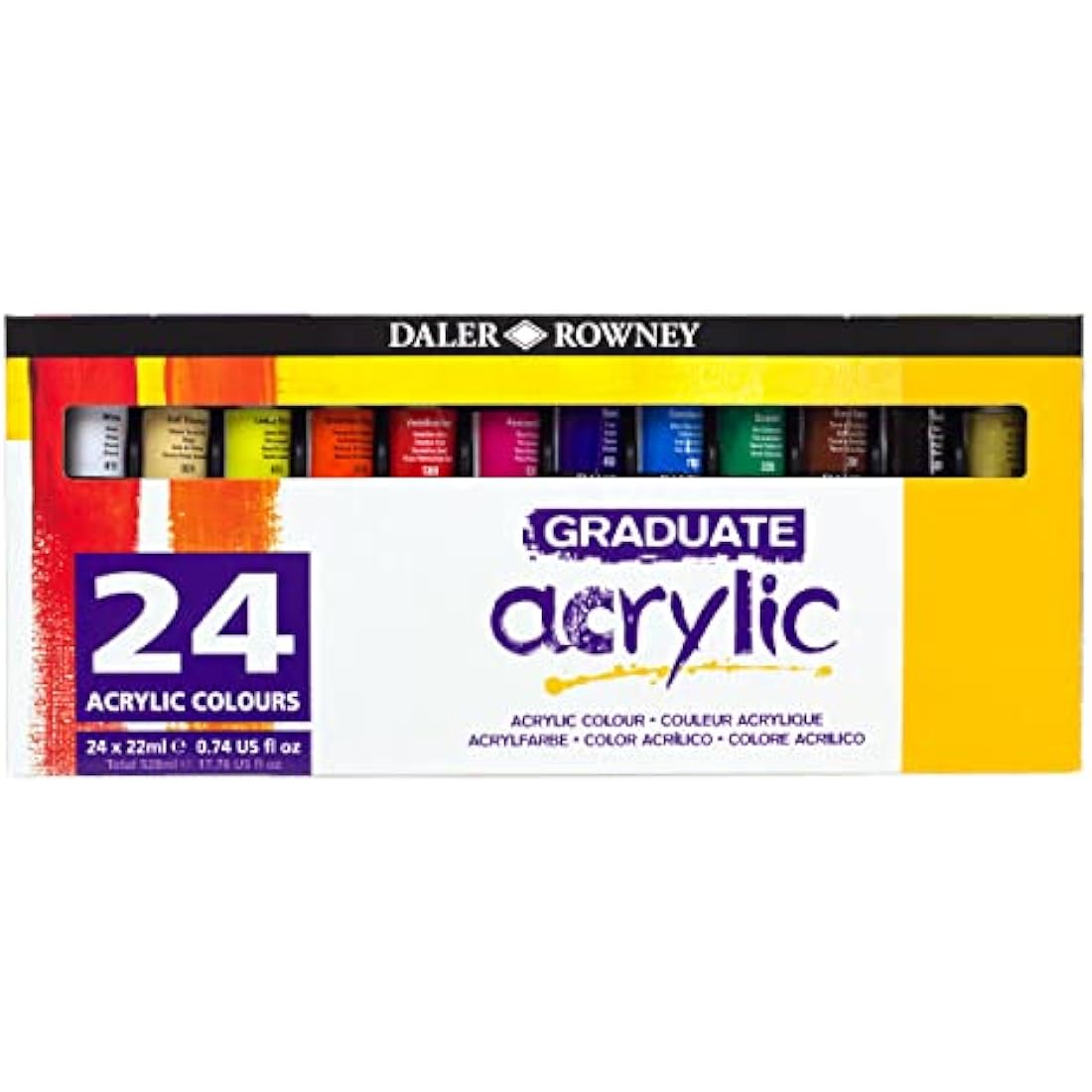 Daler-Rowney Graduate Acrylic Paint Set - 24 Assorted Colors (22ml)