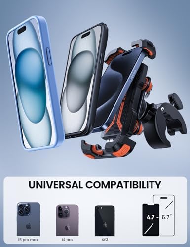 Lamicall Anti-Shock Motorcycle Phone Mount – Universal Bike Holder, Orange