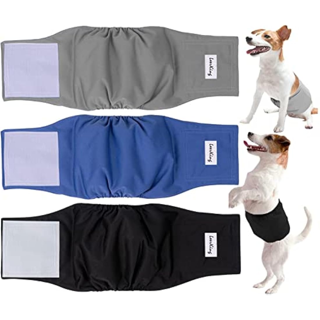 LeerKing Male Dog Belly Bands – Leakproof Reusable Diapers, 3 Pack, XXXL