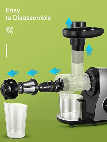 HOUSNAT Slow Masticating Juicer – Cold Press Extractor for Fruit & Veg