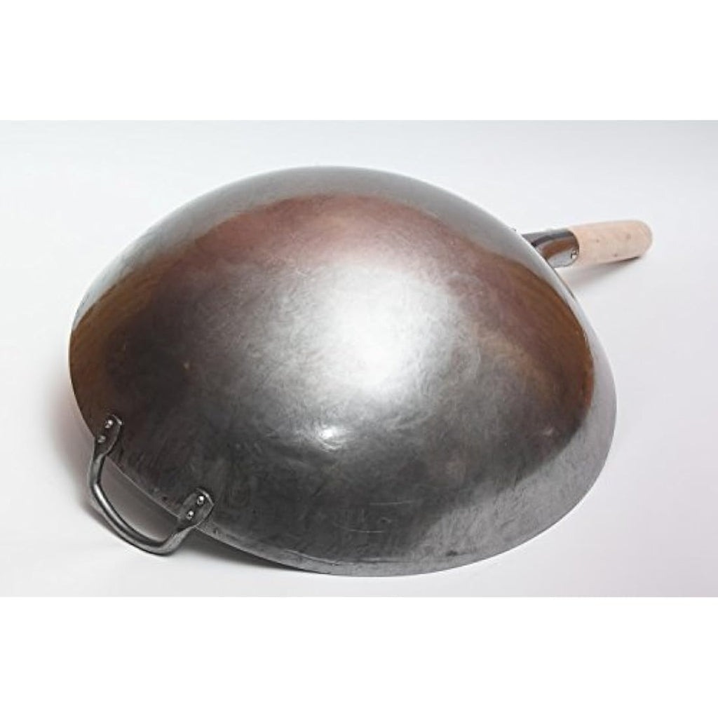 Craft Wok 16 Inch Hand Hammered Carbon Steel Round Bottom Wok Pan