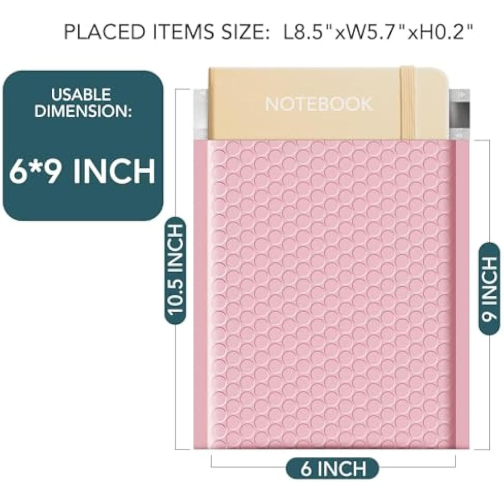 Switory 6x9 Padded Bubble Mailers – 50 Pack Pale Pink Poly Shipping Envelopes