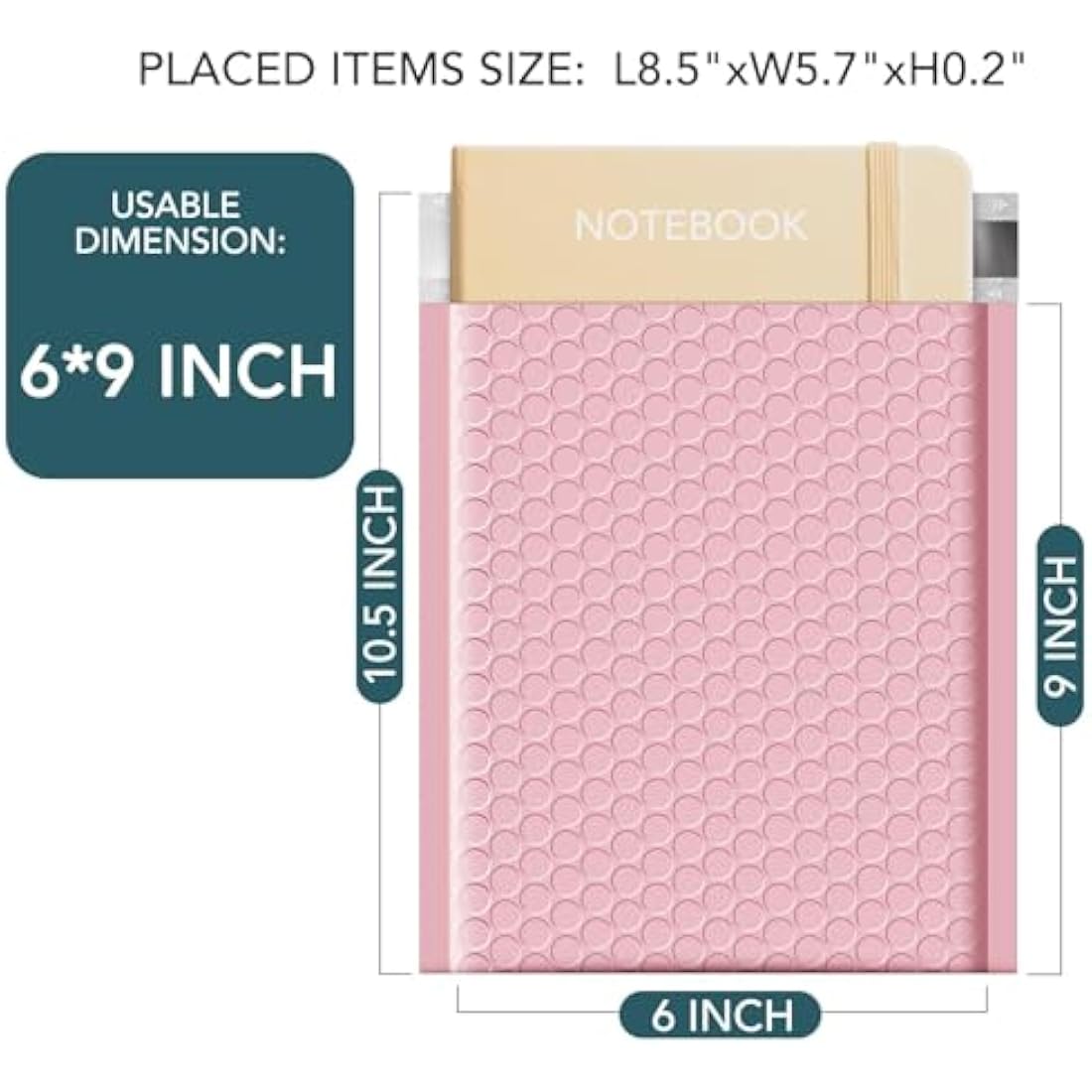 Switory 6x9 Padded Bubble Mailers – 50 Pack Pale Pink Poly Shipping Envelopes
