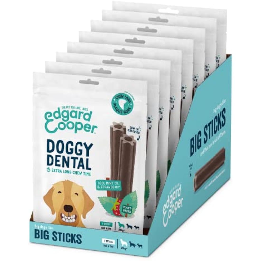 Edgard & Cooper Dental Sticks - Strawberry & Mint Dog Chews (56 Pack)