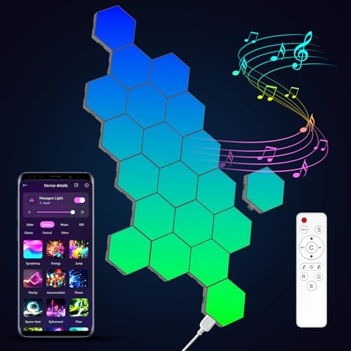 Kangtaixin Hexagon LED Lights – 20 Pack RGB Smart Music Sync Panels