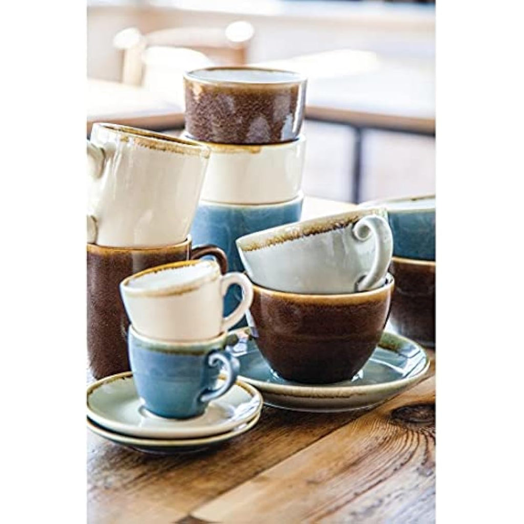 Olympia Kiln Moss Cappuccino Cups - 230ml Reactive Glaze - Set of 6